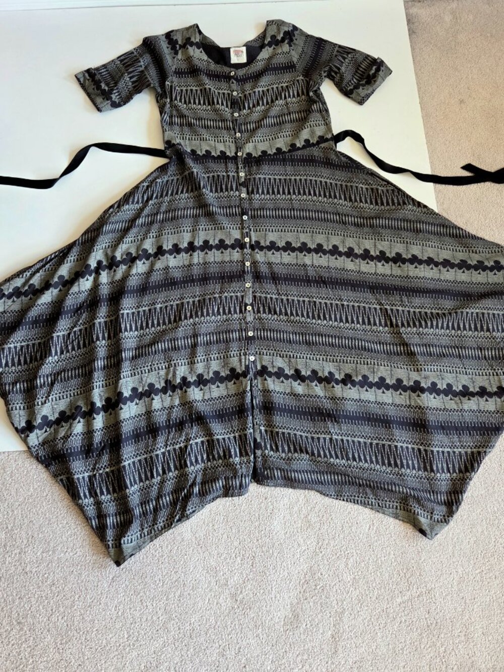 Bombay Paisley Black and Grey Pattern Maxi Dress